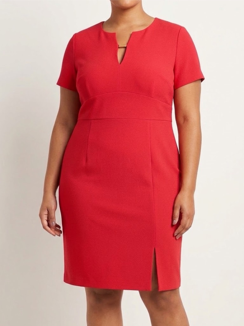 New Donna Karan New York Red Keyhole Short Sleeve Sheath Dress 20W